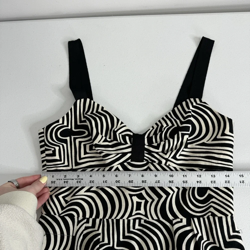 Trina Turk Womens Dress 6 Black Abstract Print Sheath Retro Groovy Cocktail‎